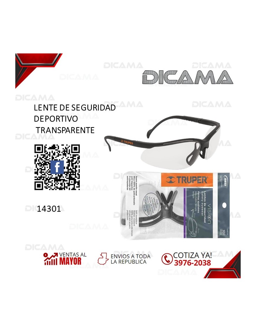 LENTES DE SEGURIDAD DEPORTIVO TRANSPARENTE