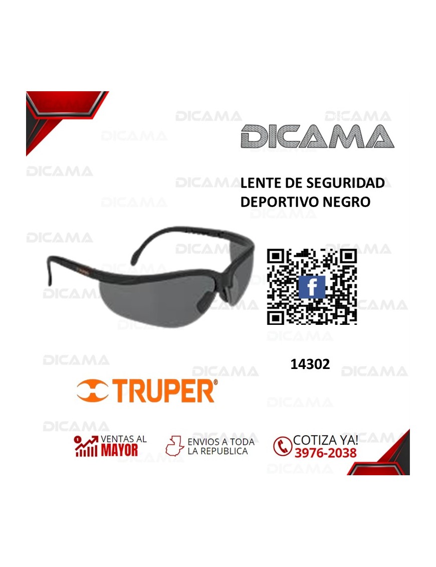 LENTES DE SEGURIDAD DEPORTIVO NEGRO