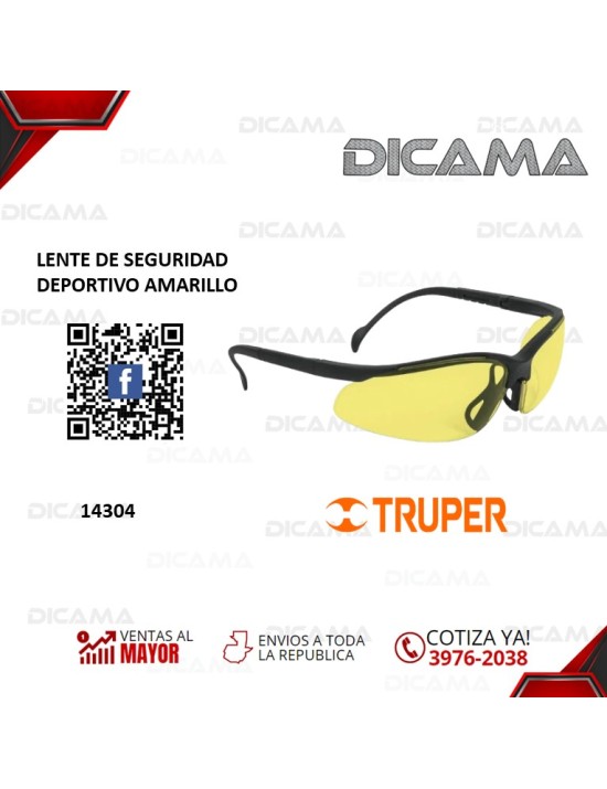 LENTES DE SEGURIDAD DEPORTIVO AMARILLO