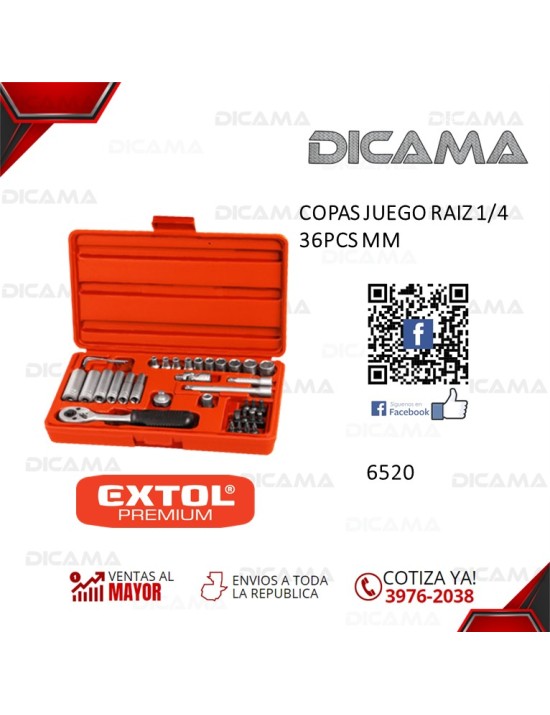 COPAS JUEGO RAIZ 1/4" 36 PZAS   MM