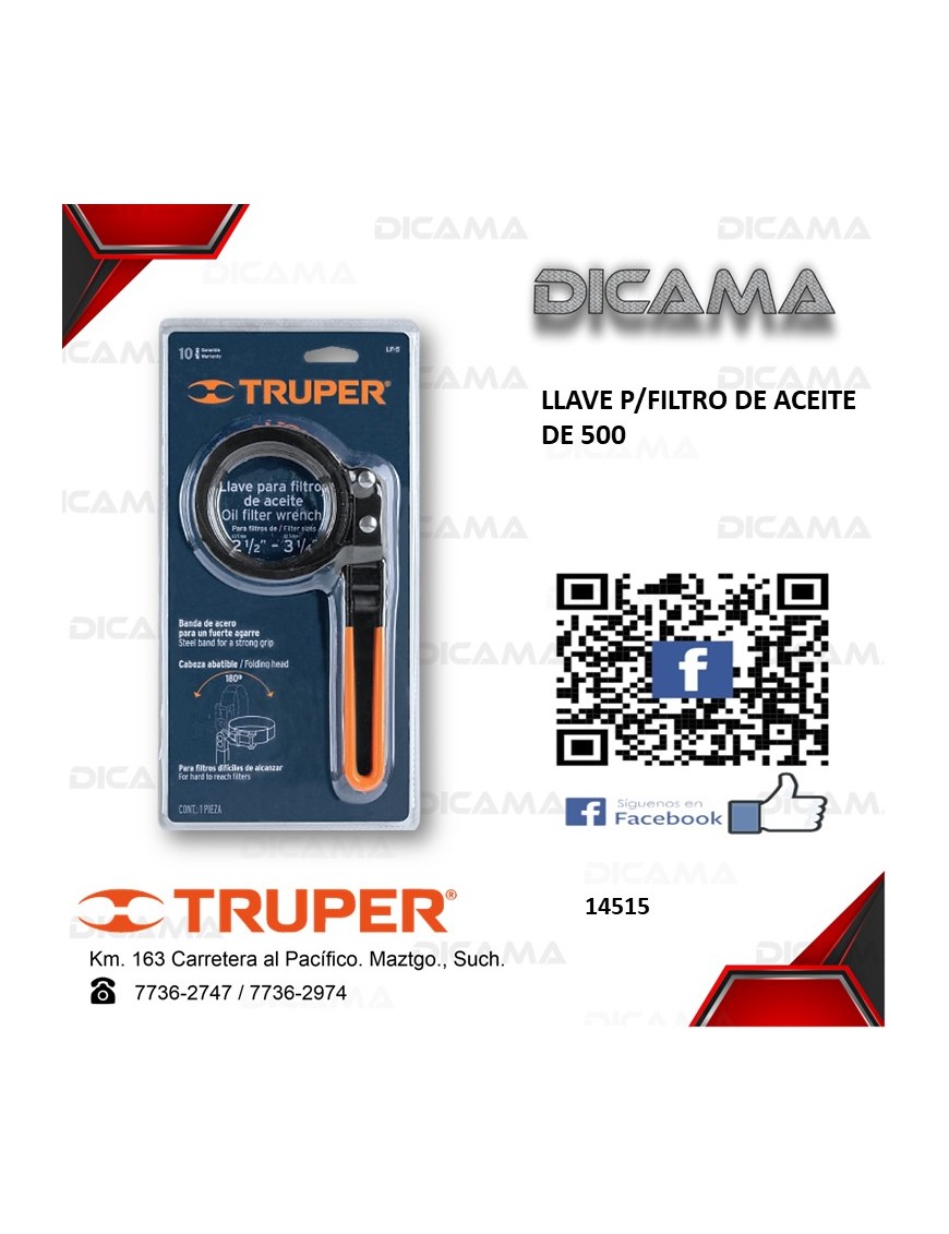LLAVE P/FILTRO DE ACEITE DE 500