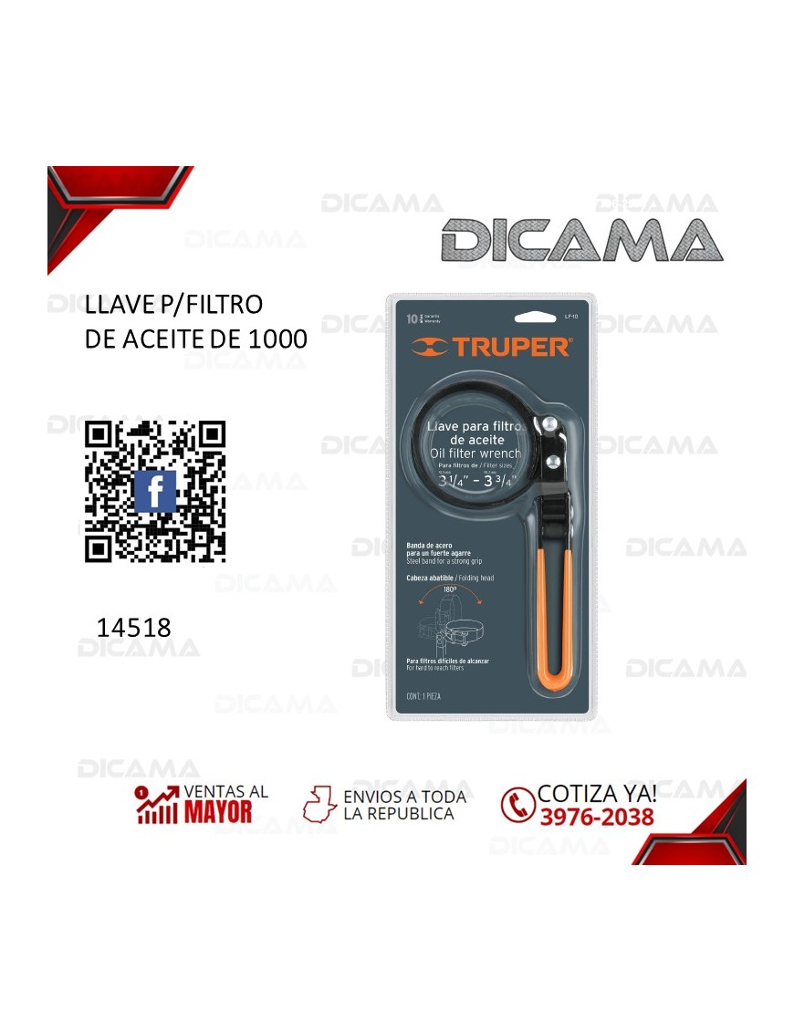 LLAVE P/FILTRO DE ACEITE 3-1/4"-3-3/4"