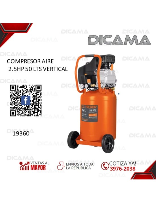 COMPRESOR AIRE 2.5HP 50 LTS VERTICAL