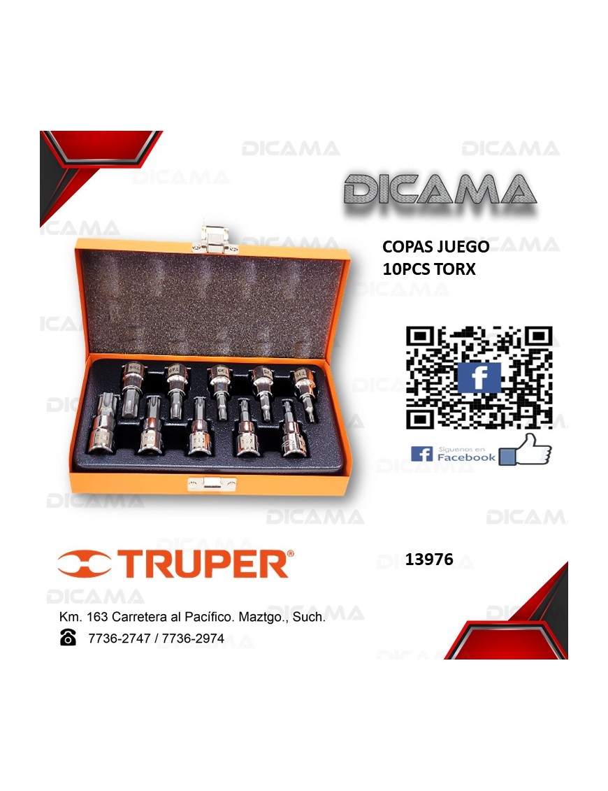COPAS JUEGO 10 PZAS TORX