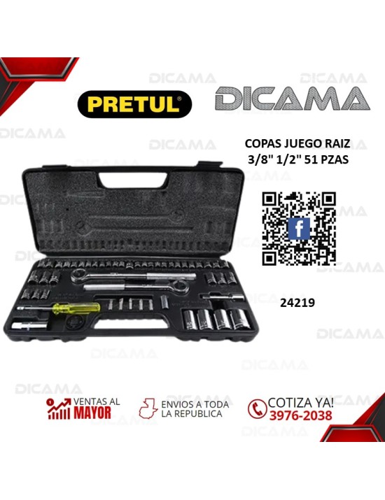 COPAS JUEGO RAIZ 3/8" 1/2" 51 PZAS