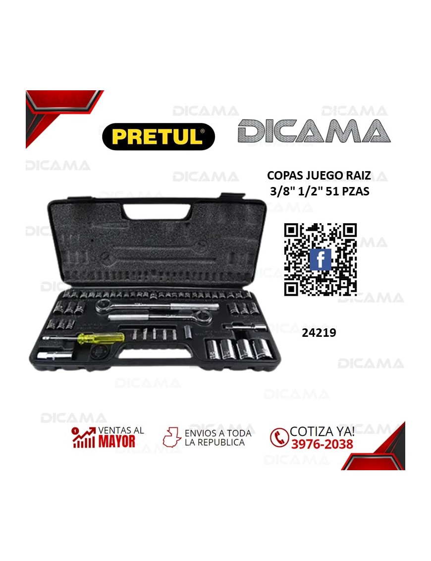 COPAS JUEGO RAIZ 3/8" 1/2" 51 PZAS