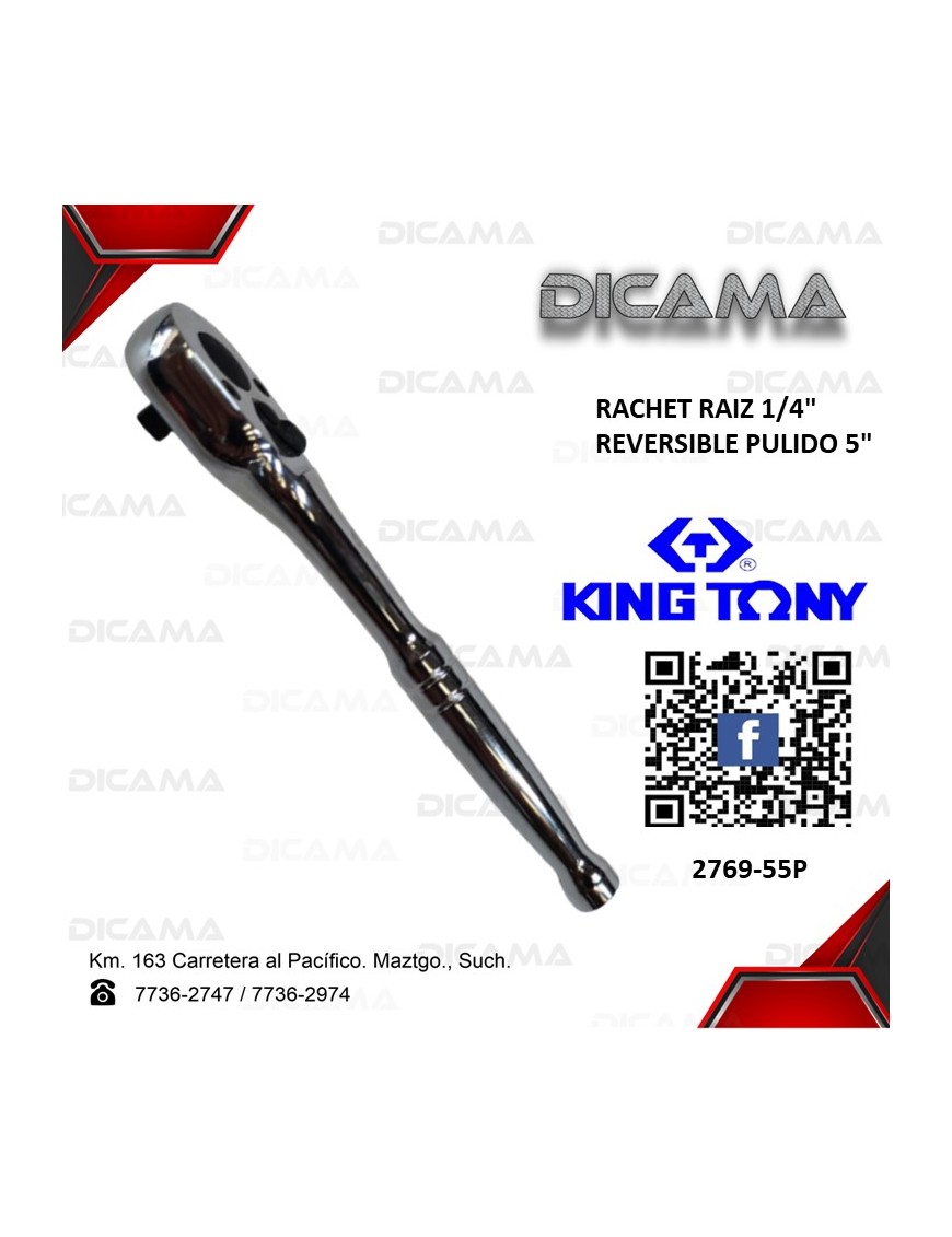 RATCHET RAIZ 1/4" 6" REVERSIBLE PULIDO