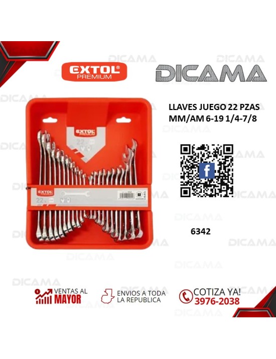 LLAVES JUEGO 22 PZAS MM/AM 6-19 1/4-7/8