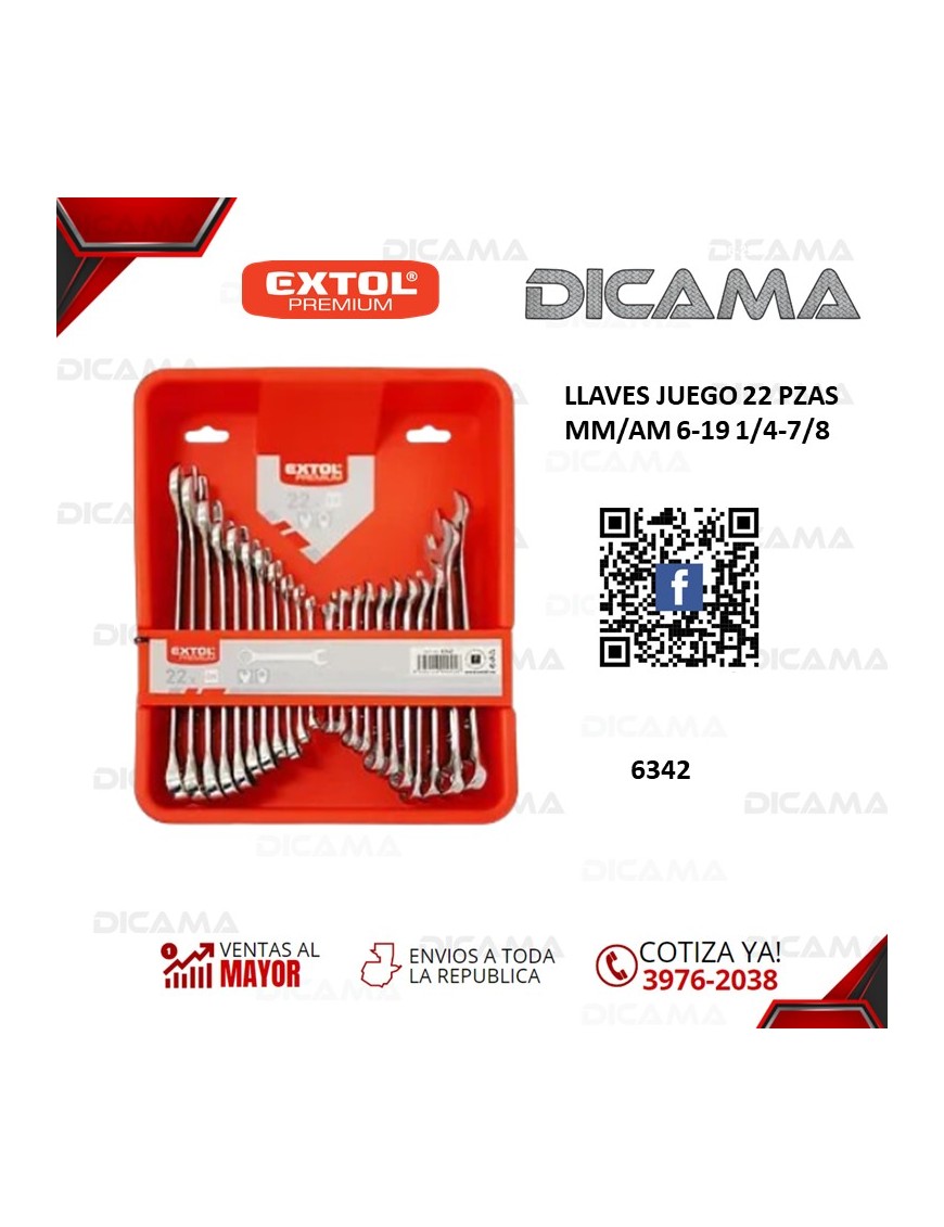 LLAVES JUEGO 22 PZAS MM/AM 6-19 1/4-7/8