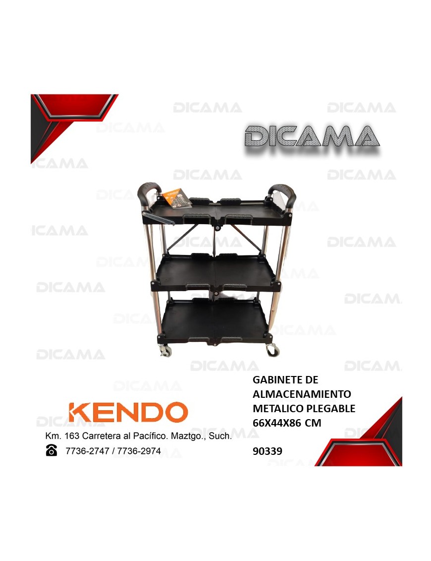 MESA DE TRABAJO METAL 3 COMPARTIMIENTOS PLEGABLE 66X44X86CM