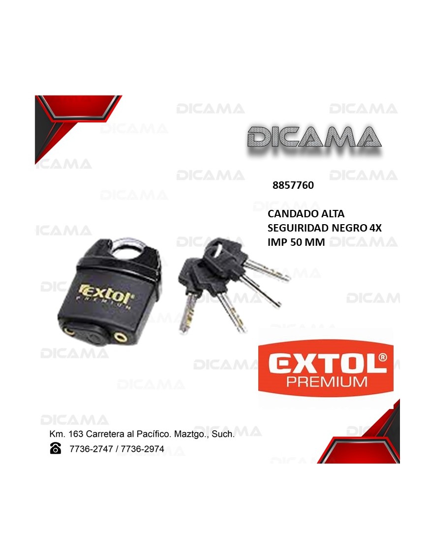 CANDADO 50MM ALTA SEGURIDAD NEGRO 4X IMP