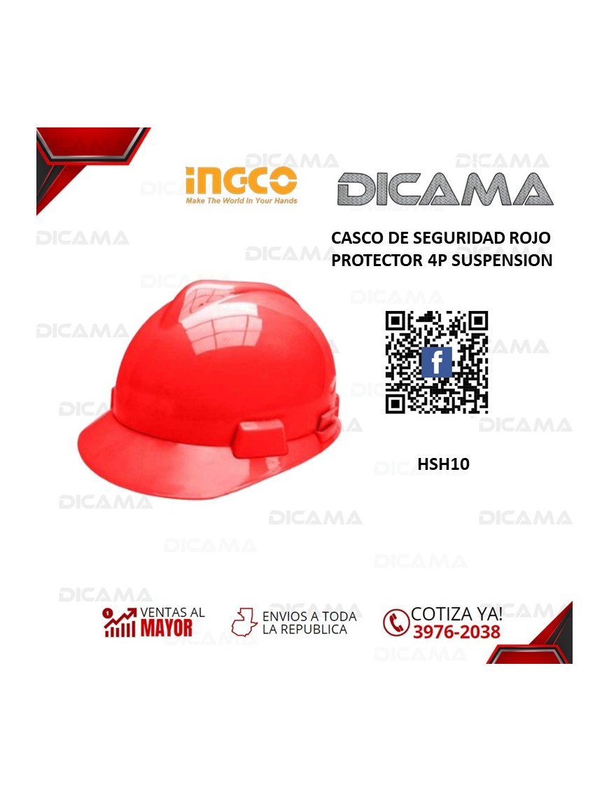 CASCO DE SEGURIDAD ROJO PROTECTOR 4P SUSPENSION