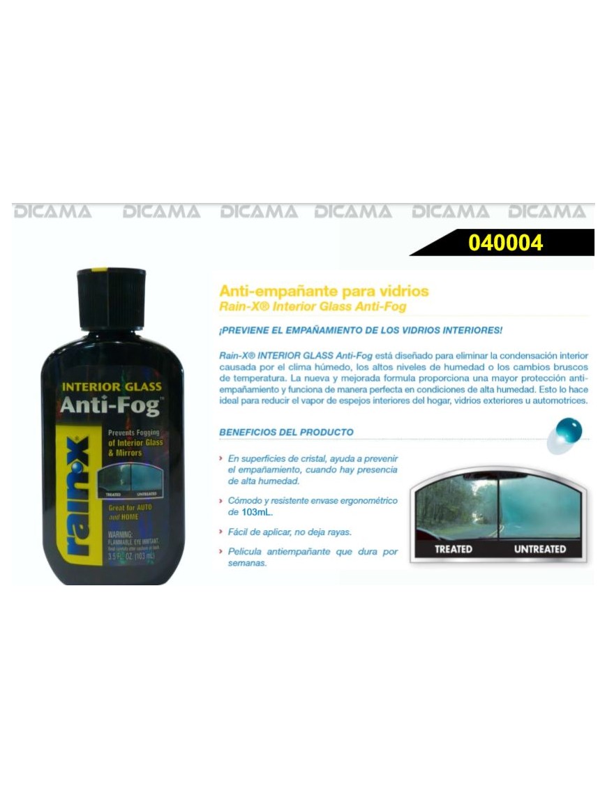 INTERIOR  GLASS ANTI-FOG 3.5 ONZAS