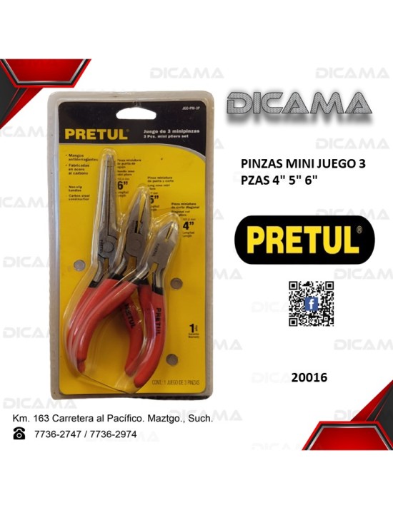 PINZA 3" 3 PZAS 4" 5" 6" MINI JUEGO