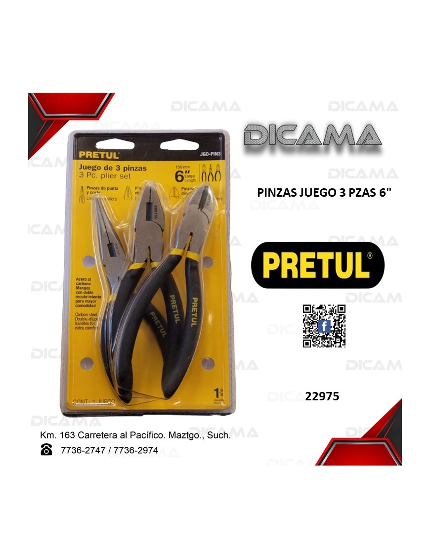 PINZA 6" 3 PZAS JUEGO
