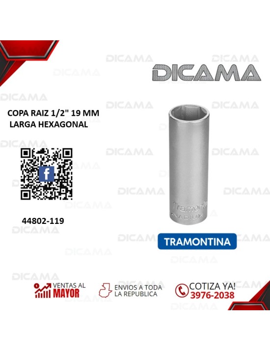 COPA RAIZ 1/2" 19 MM LARGA HEXAGONAL