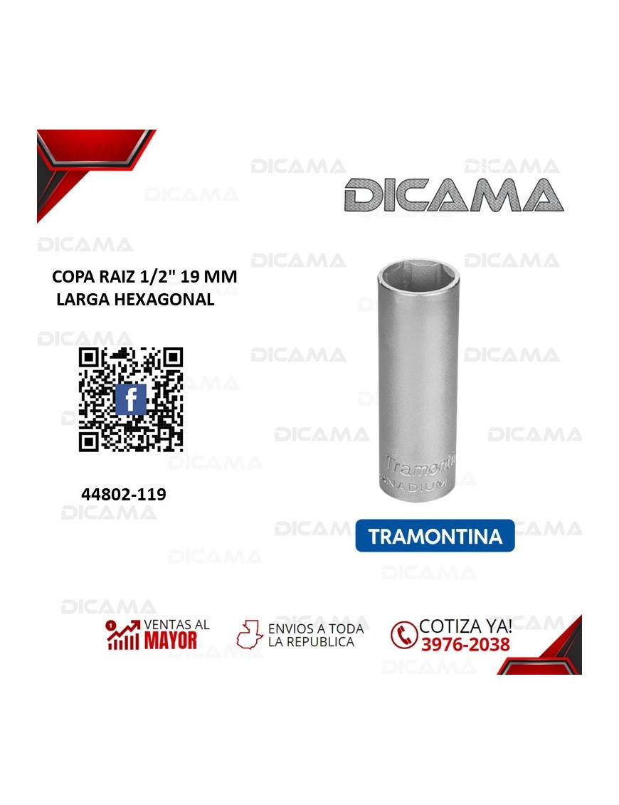 COPA RAIZ 1/2" 19 MM LARGA HEXAGONAL