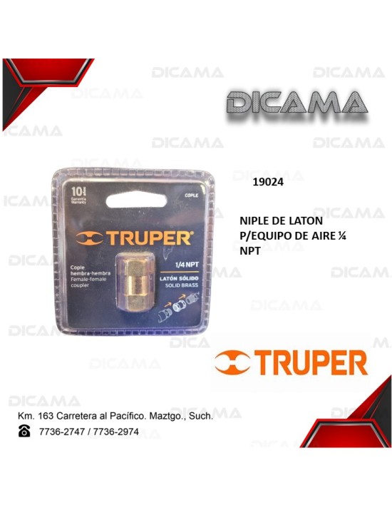NIPLE DE LATON P/EQUIPO DE AIRE 1/4 NPT