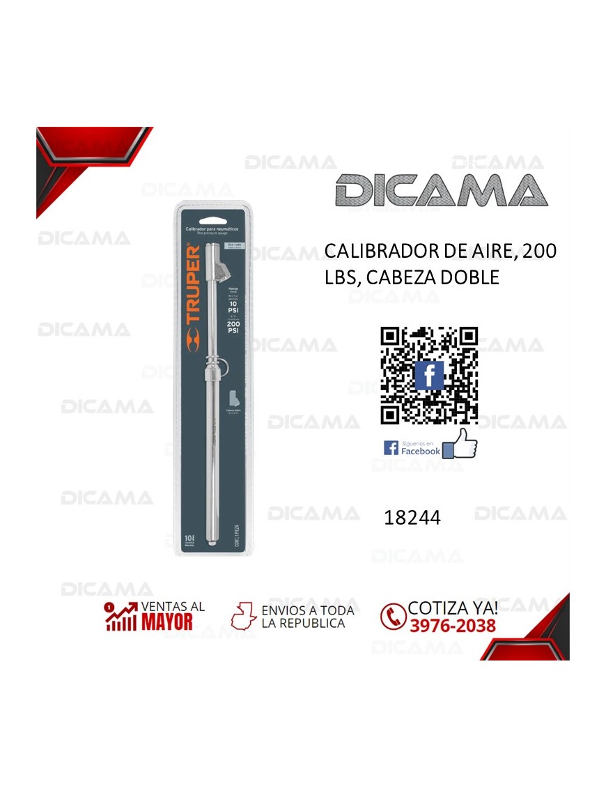 CALIBRADOR DE AIRE 200 LBS CABEZA DOBLE