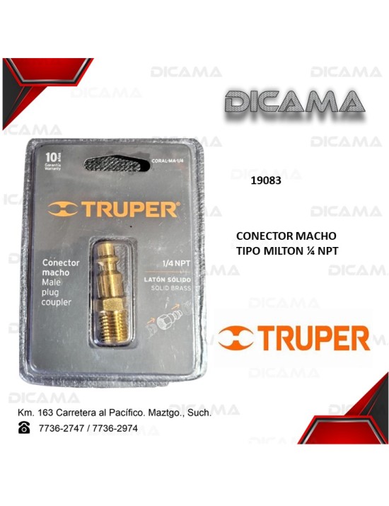 CONECTOR MACHO TIPO MILTON 1/4 NPT