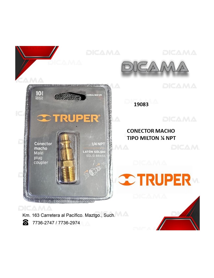CONECTOR MACHO TIPO MILTON 1/4 NPT