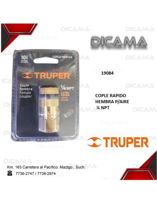 COPLE RAPIDO HEMBRA P/AIRE 1/4 NPT