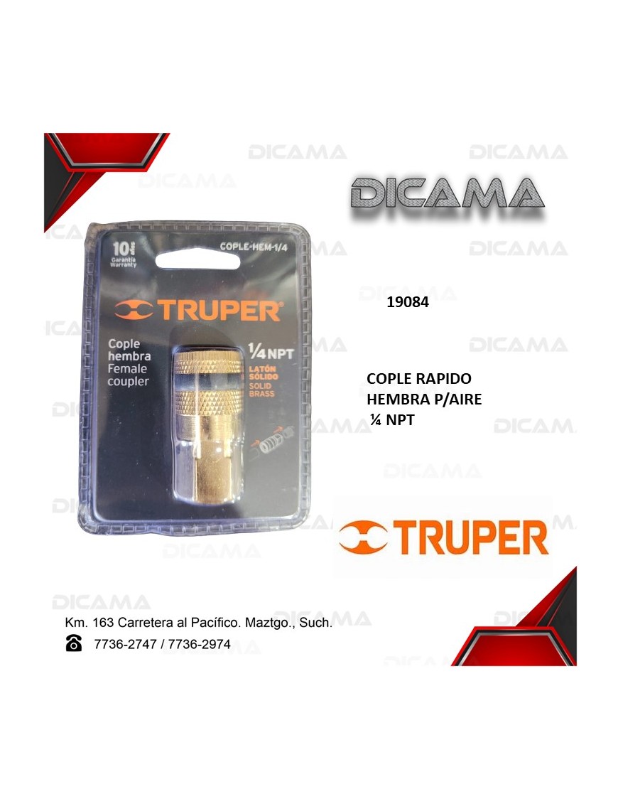 COPLE RAPIDO HEMBRA P/AIRE 1/4 NPT
