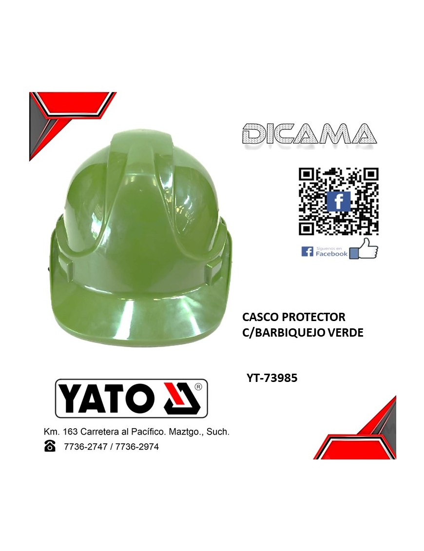 CASCO DE SEGURIDAD VERDE PROTECTOR C/BARBIQUEJO