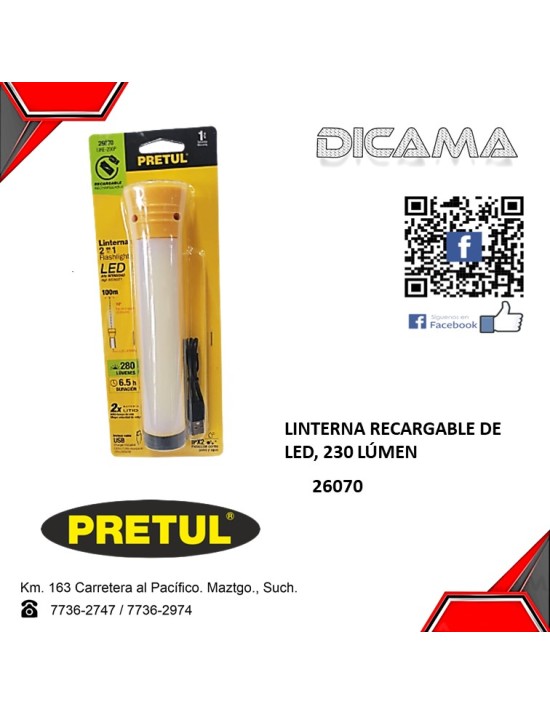 LINTERNA RECARGABLE DE LED, 230 LÚMEN
