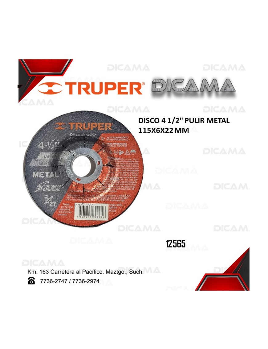 DISCO 4 1/2" PULIR METAL 115X6X22 MM