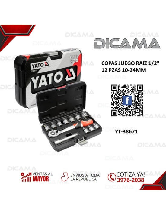 COPAS JUEGO RAIZ 1/2" 12 PZAS 10-24MM