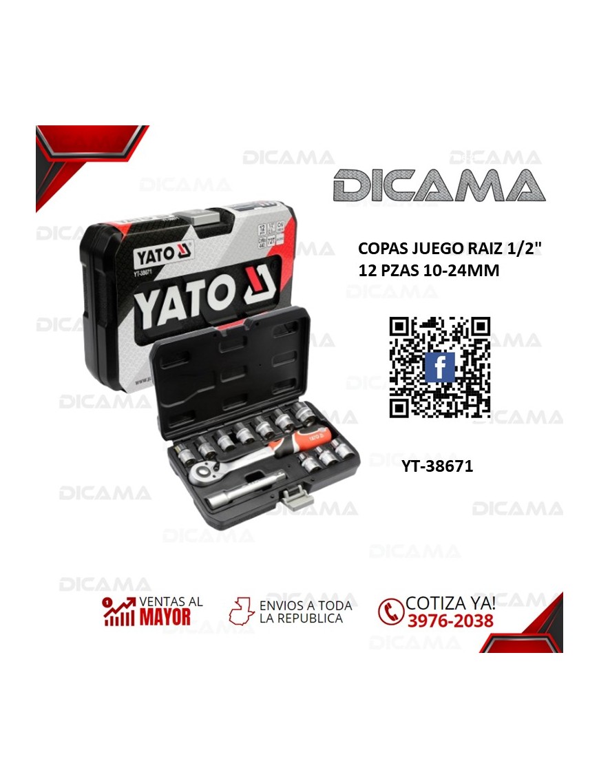 COPAS JUEGO RAIZ 1/2" 12 PZAS 10-24MM