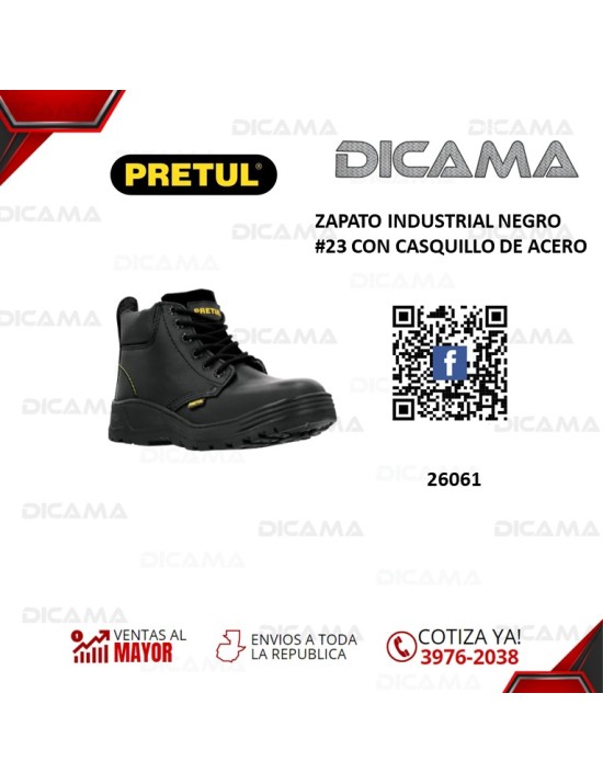 ZAPATO INDUSTRIAL NEGRO #23 CON CASQUILLO DE ACERO
