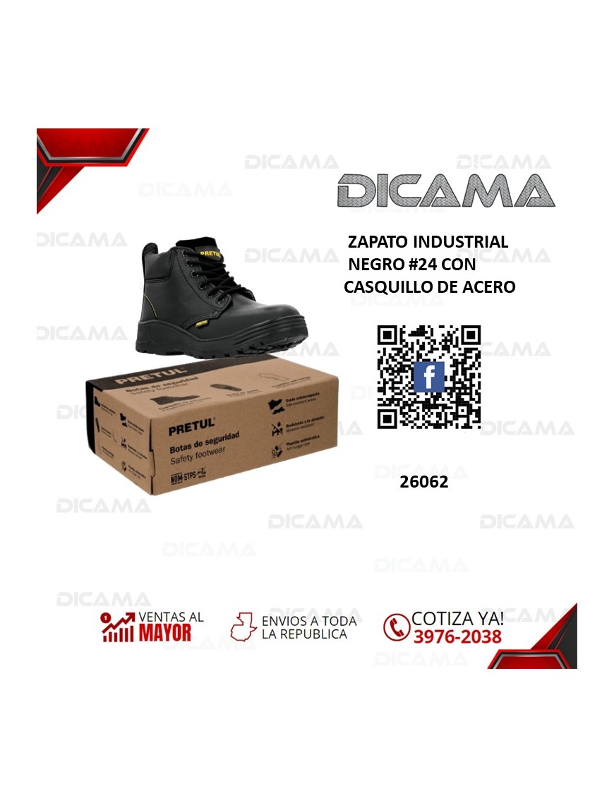 ZAPATO INDUSTRIAL NEGRO #24 CON CASQUILLO DE ACERO