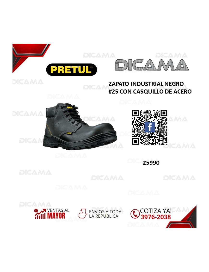 ZAPATO INDUSTRIAL NEGRO #25 CON CASQUILLO DE ACERO