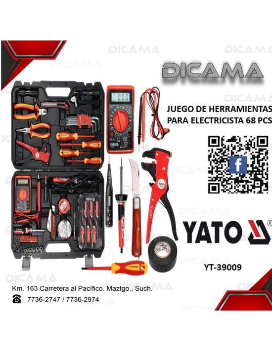 JUEGO DE HERRAMIENTAS PARA ELECTRICISTA 68 PCS
