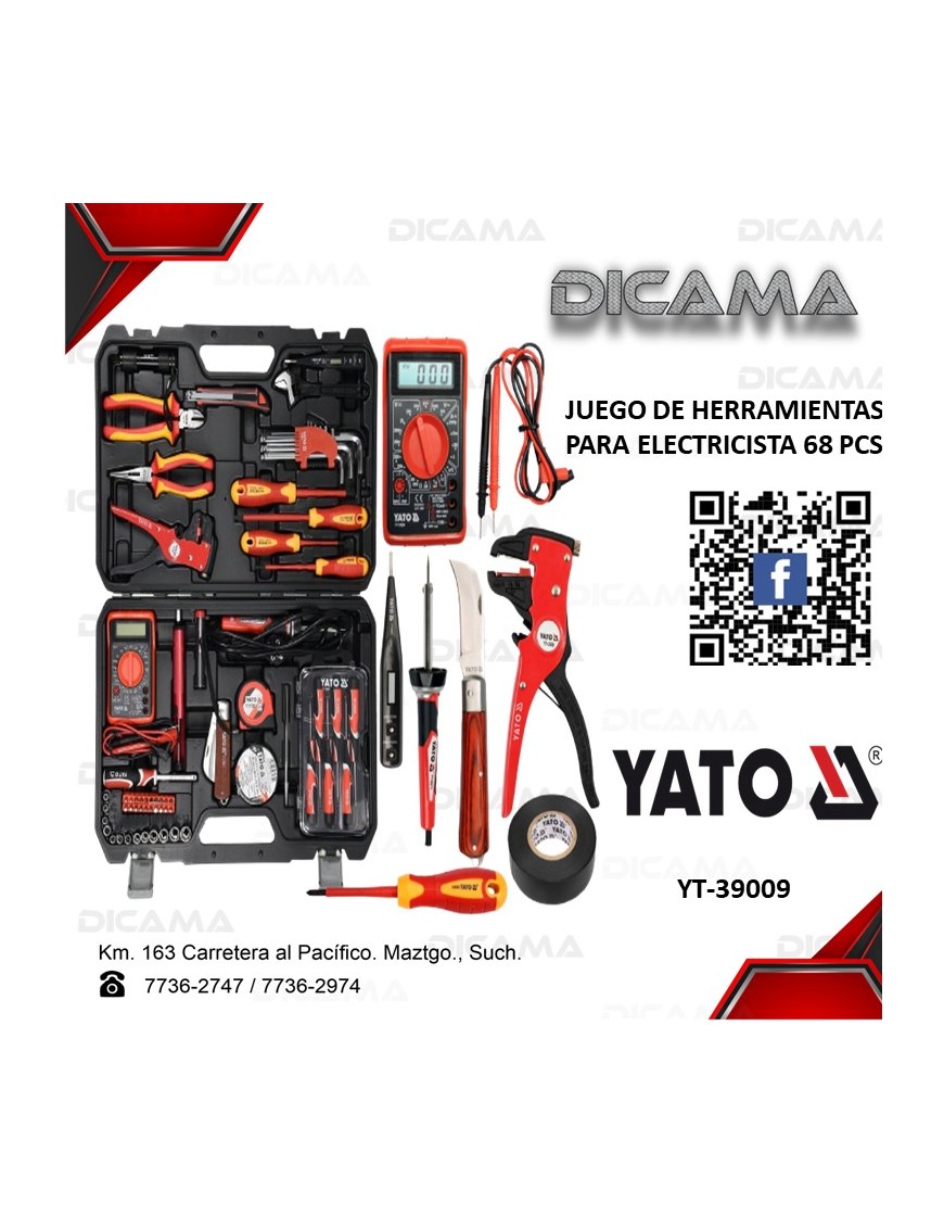 JUEGO DE HERRAMIENTAS PARA ELECTRICISTA 68 PCS
