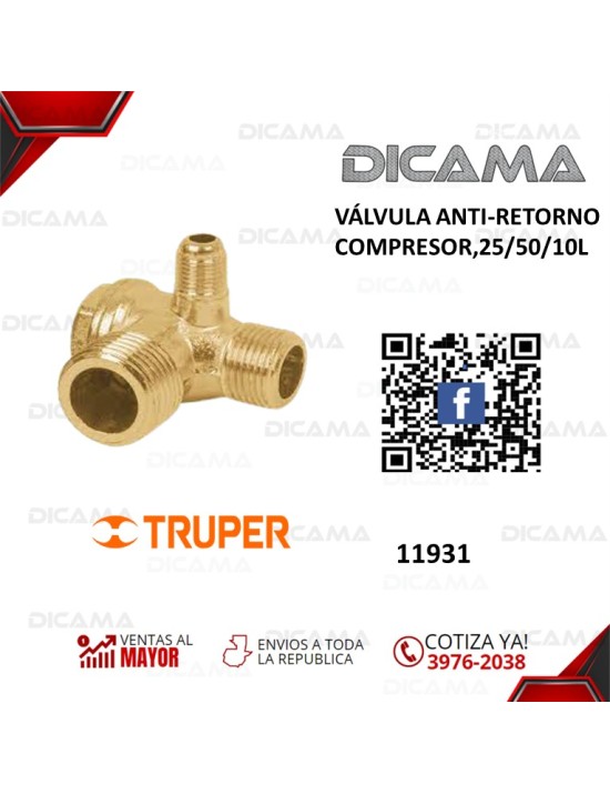 VALVULA ANTI-RETORNO COMPRESOR 25/50/10L