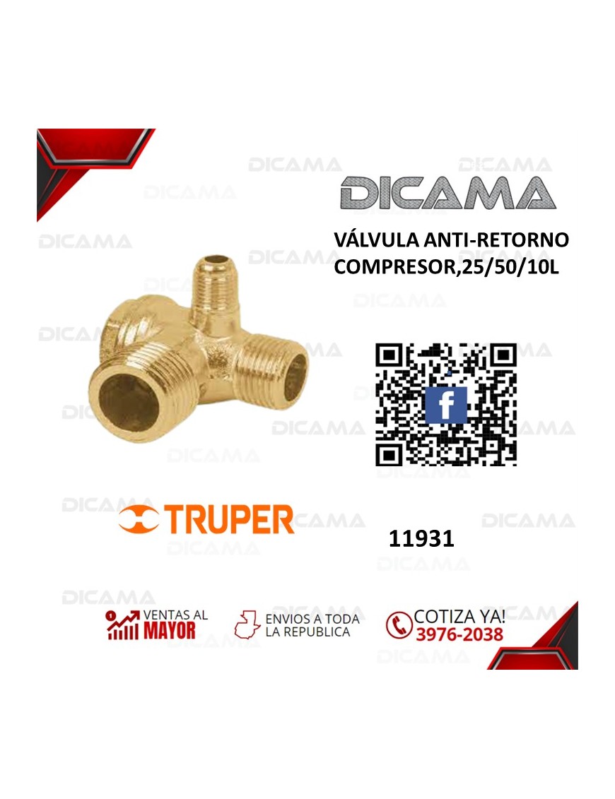 VALVULA ANTI-RETORNO COMPRESOR 25/50/10L