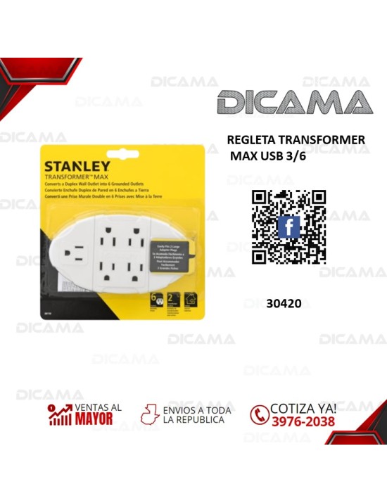 REGLETA TRANSFORMER MAX USB 3/6