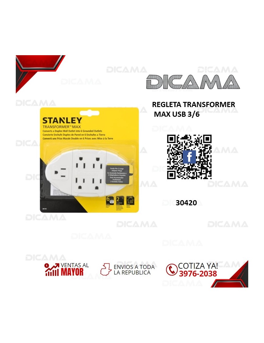 REGLETA TRANSFORMER MAX USB 3/6