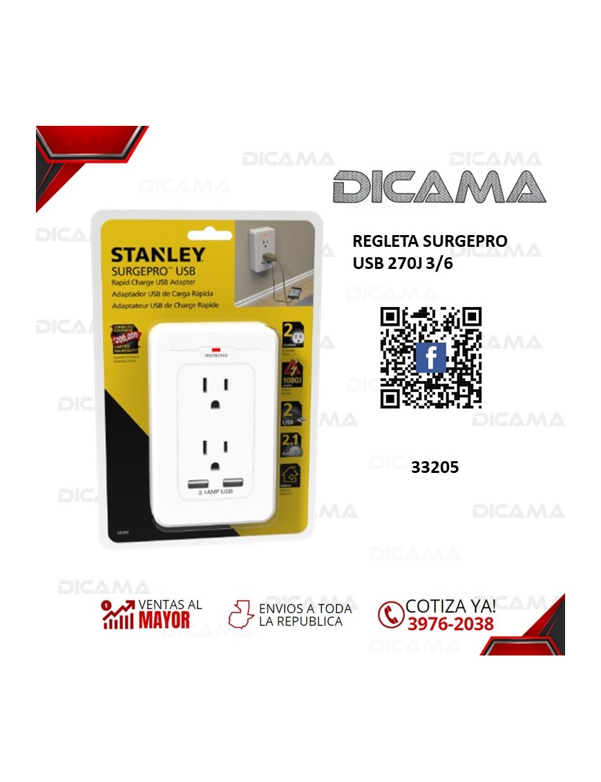 REGLETA SURGEPRO USB 270J 3/6