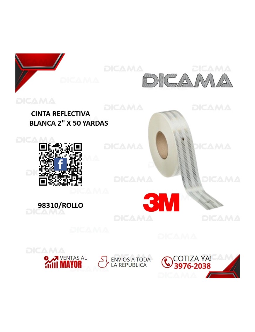 CINTA REFLECTIVA BLANCO 2" X 50 YARDAS