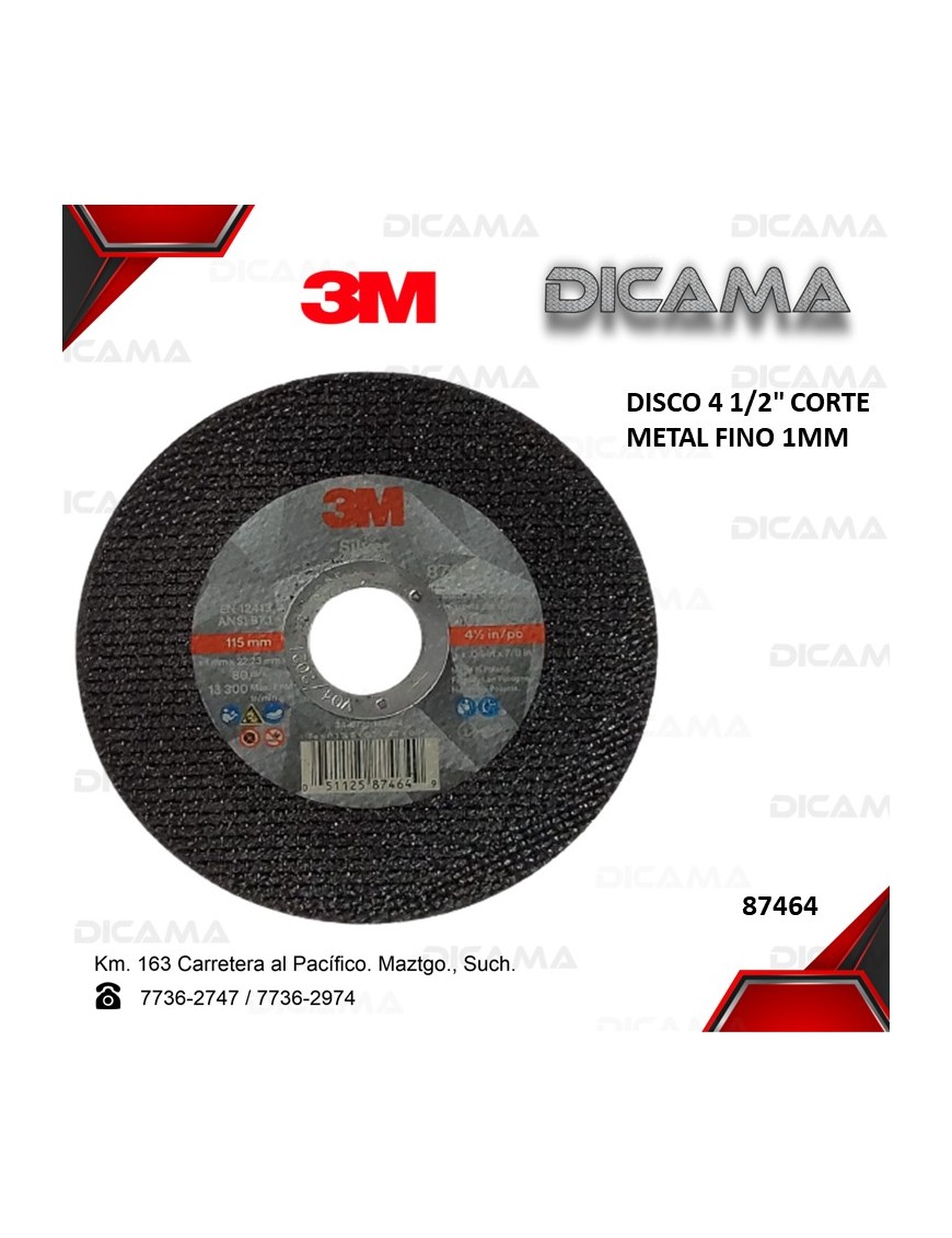 DISCO 4 1/2" CORTE METAL FINO 1MM