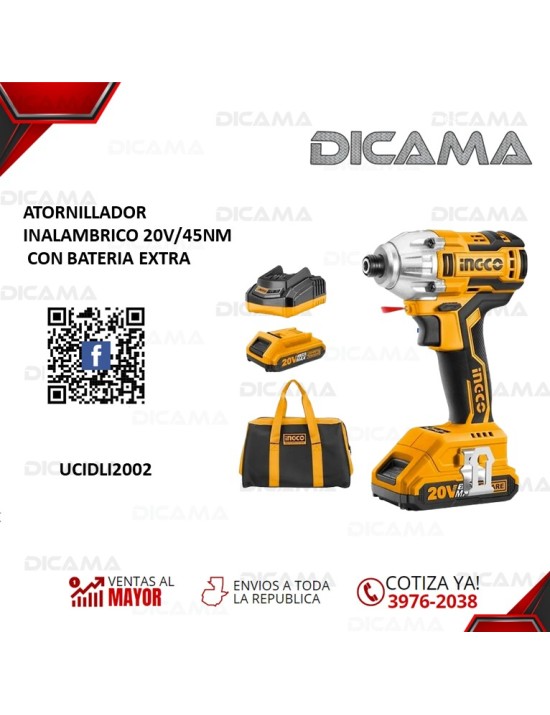ATORNILLADOR INALAMBRICO 20V/45NM CON BATERIA EXTRA