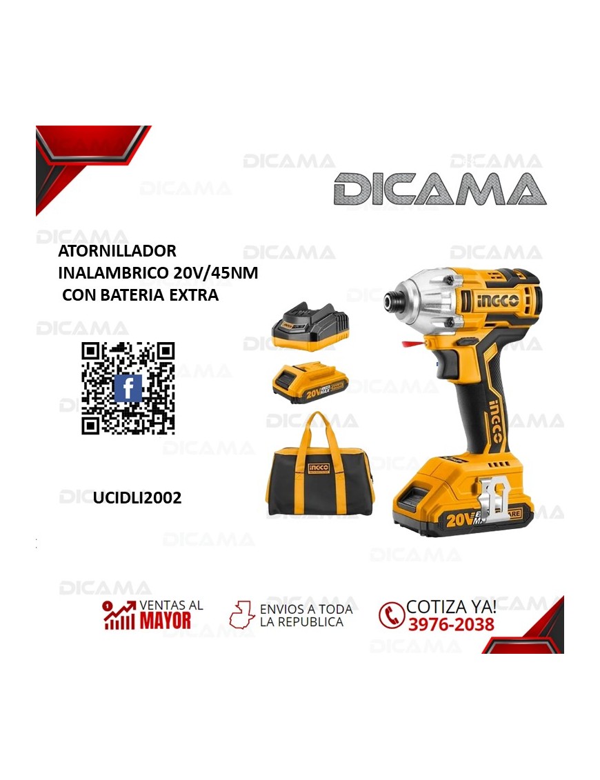 ATORNILLADOR INALAMBRICO 20V/45NM CON BATERIA EXTRA