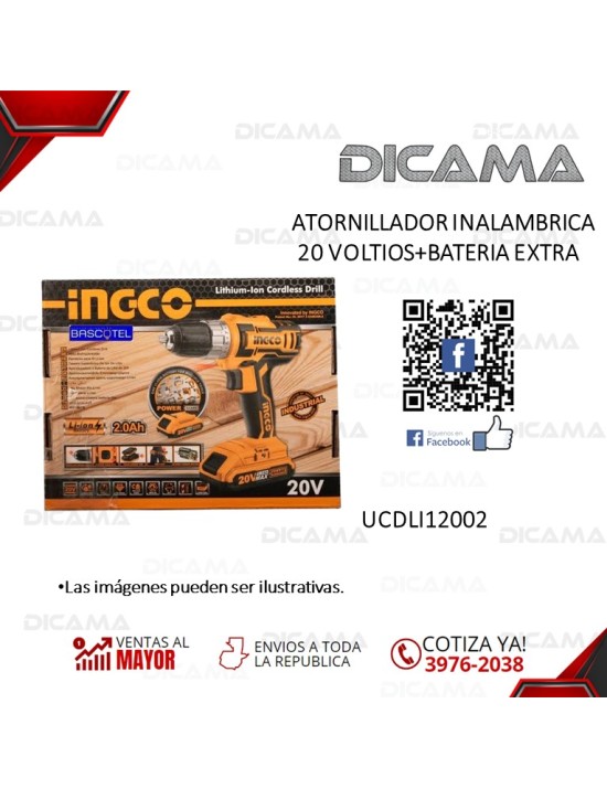 ATORNILLADOR INALAMBRICA 20 VOLTIOS+BATERIA EXTRA