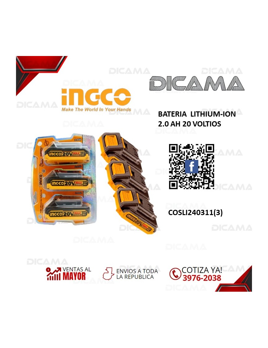 BATERIA LITHIUM-ION 2.0 AH 20 VOLTIOS