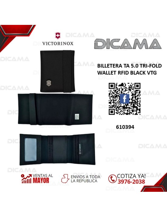 BILLETERA TA 5.0 TRI-FOLD WALLET RFID BLACK VTG