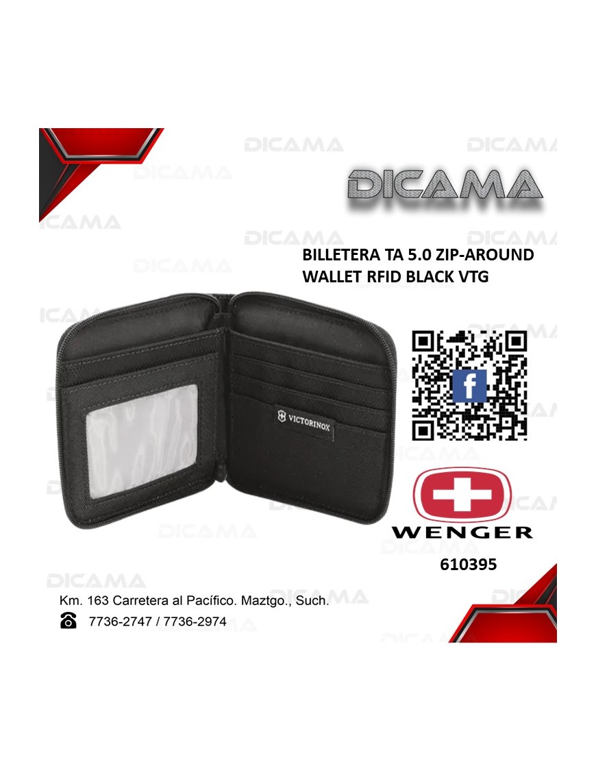 BILLETERA TA 5.0 ZIP-AROUND WALLET RFID BLACK VTG